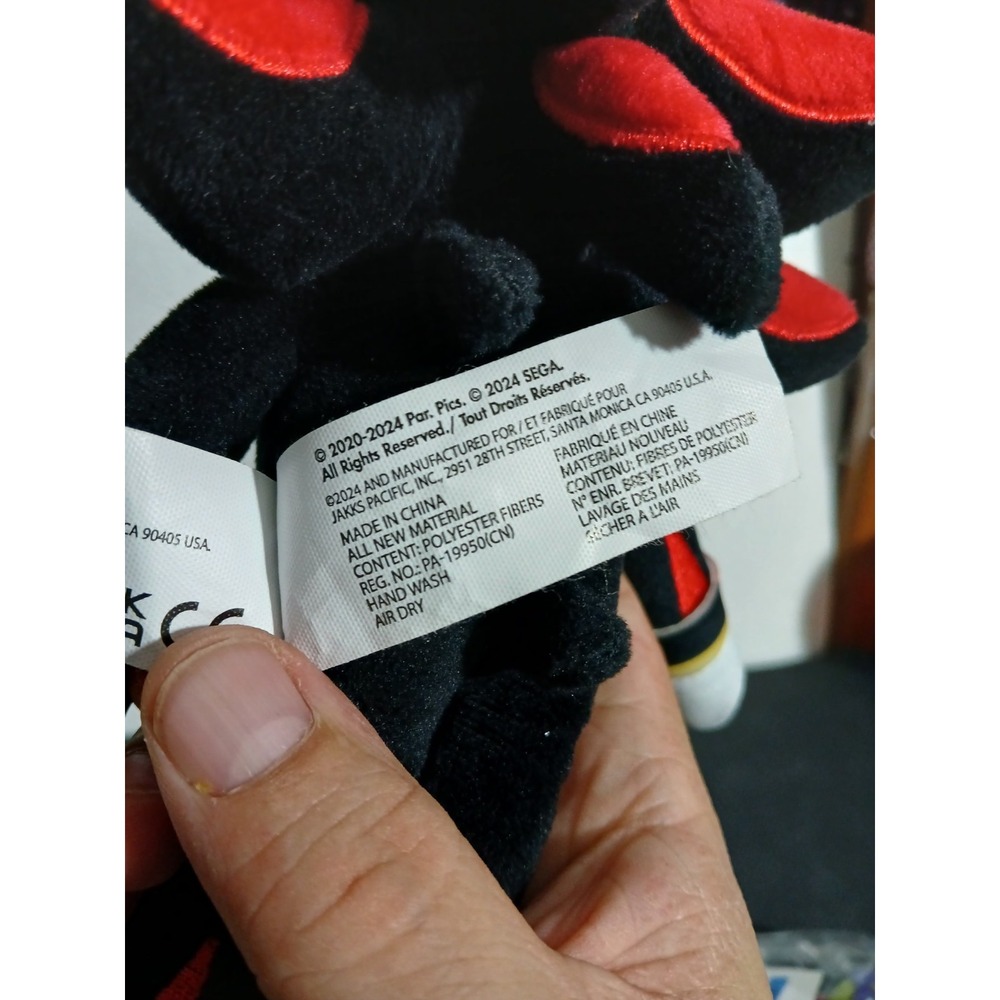 SEGA Shadow the Hedgehog Sonic 8" Plush Video Game Stuffed Figure - Picture 4 of 4